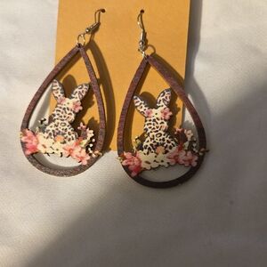 Floral Bunny Teardrop Earrings